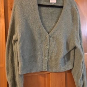 Aerie Soft Green Button-Up Cardigan
